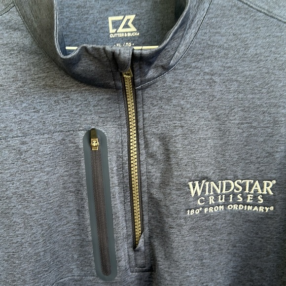 Men’s denim blue Cutter and Buck lightweight quarter zip top with Windstar logo - Picture 2 of 4